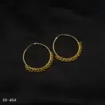 ER-454 - Ethnic Elegance Gold Plated Large Hoop Earrings with Delicate Hanging Beads