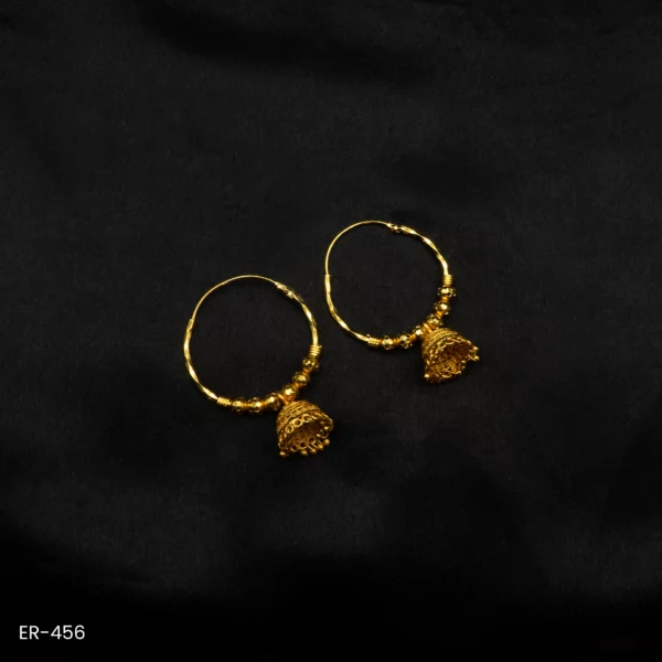 ER-456 - Traditional Ethnic Design Gold Plated Hoop Jhumka Earrings