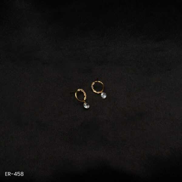 ER-458 - Minimal Glam Radiant Hoop Earrings with Teardrop Sparkle