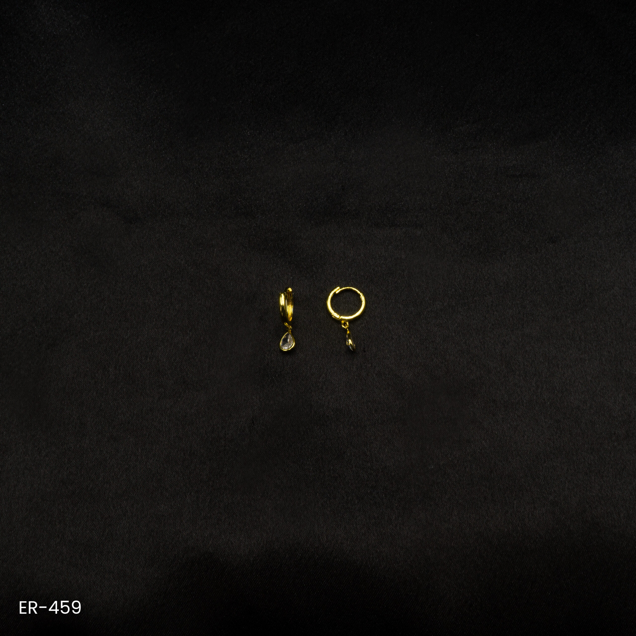 ER-459 - Golden Loop Earrings with Subtle Dangling Stones – Perfectly Minimal ER-459 - Golden Loop Earrings with Subtle Dangling Stones – Perfectly Minimal