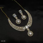 NS-213 - Elegant Party Wear Gold Plated Clear American Diamond Necklace Set