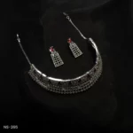 NS-265 - Glam Nights Bold Sophistication Ruby Red American Diamond Choker Set