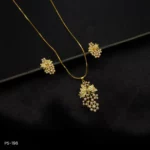 PS-196 - Elegant American Diamond & Pearl Drop Pendant & Earrings Set