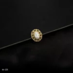 RI-221 - Gold Plated American Diamond & White Muga Ganesh Adjustable Ring