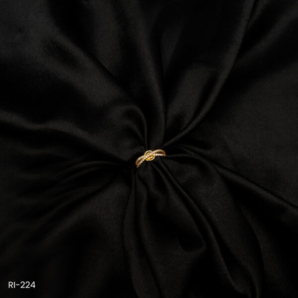 RI-224 - Twisted Infinity Gold Plated American Diamond Adjustable Finger Ring