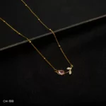 CH-199 - Graceful Sparkle Delicate Gold Plated Leaf and Crystal Drop Necklace