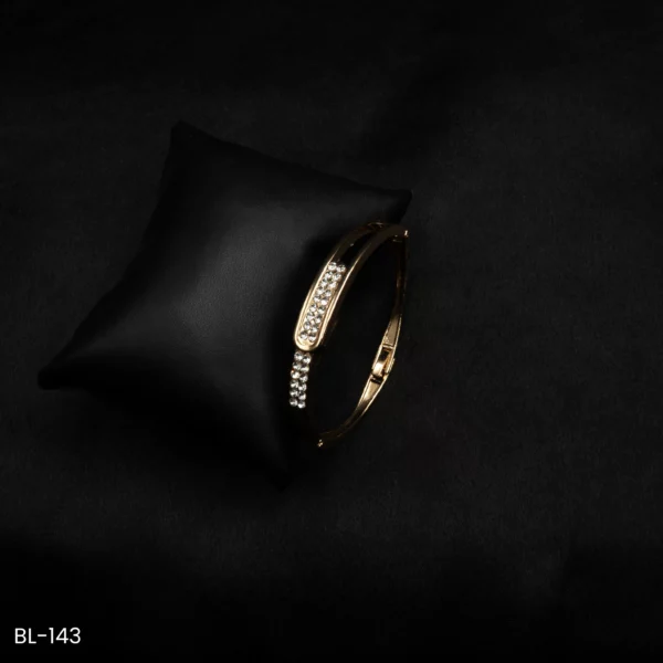 BL-143 - Golden Nest Soft Curve Shine American Diamond Cuff Bracelet