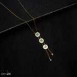CH-216 - Contemporary Elegance Sleek Gold & Green Trio Pendant Necklace