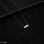 CH-218 - Sleek & Trendy Modern Gold Plated Bar Necklace with Embedded American Diamonds