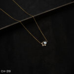 CH-219 - Gold Plated Twinkling Star American Diamond Pendant Chain Necklace