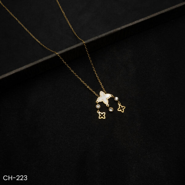 CH-223 - Subtle & Sophisticated Delicate Floral Inspired Gold Plated Necklace