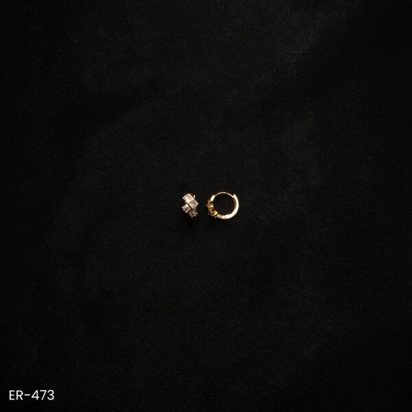 ER-473 - Everyday Glam Modern Square-Set American Diamond Huggie Hoop Earrings