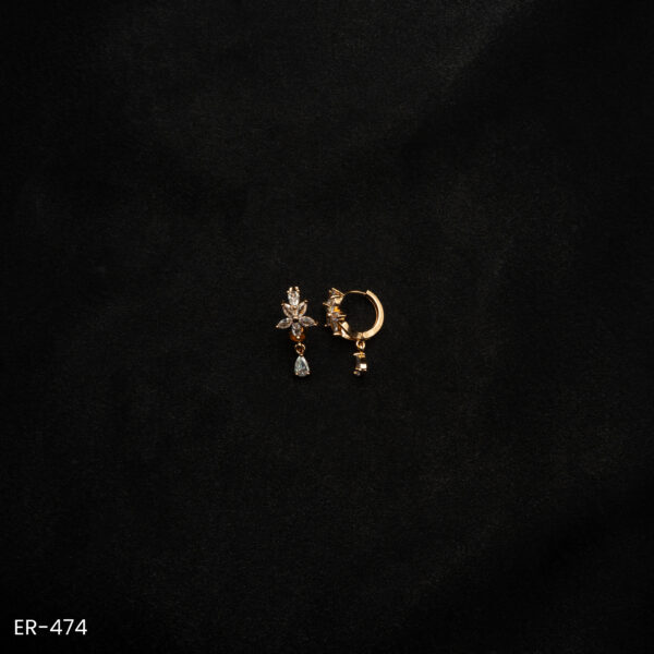 ER-474 - Elegant Flower-Inspired American Diamond Dangling Hoops – A Touch of Nature
