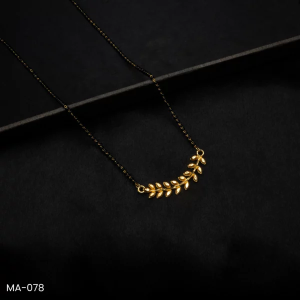 MA-078 - Golden Fern – Ethnic Minimal Gold Plated Leaf Design Mangalsutra
