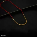 MA-080 - Gold Plated Minimalist Mangalsutra in Red Crystal Beads