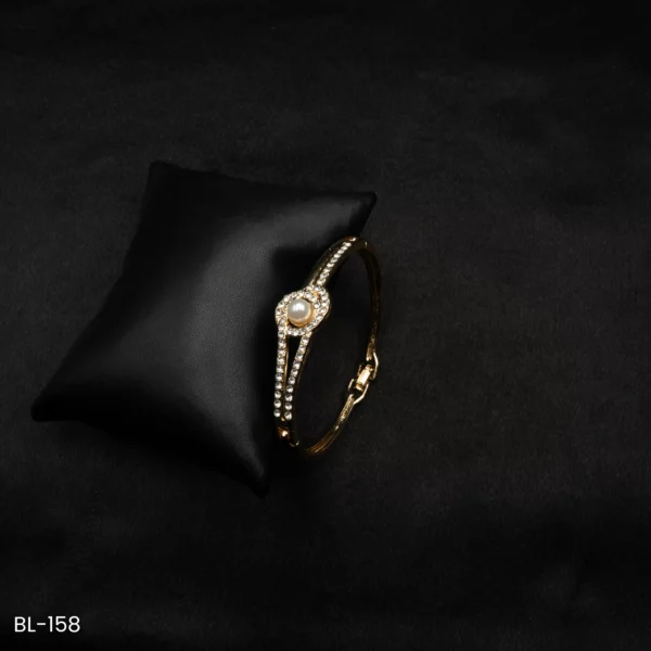 BL-158 - Trendy Yet Traditional Timeless Pearl Center American Diamond Bracelet