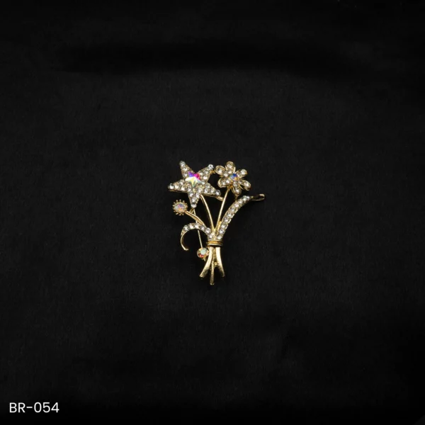BR-054 - Stylish Saree Accessory Shiny Floral Fashion Partywear Brooch