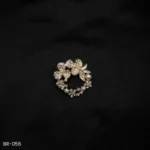 BR-056 - Gold-Toned Floral Circle Pearl Fashion Brooch for Festive Wear