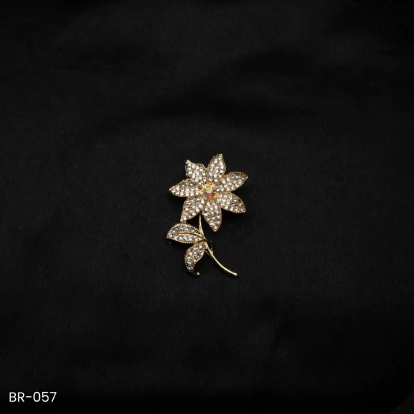 BR-057 - Elegantly Sparkling Big Floral Saree Pin - Partywear Fashion Brooch