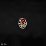 BR-066 - Saree Glam Floral Elegance Red Crystal Vintage Oval Fashion Brooch with Pearls & Zircons