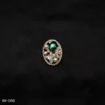 BR-068 - Saree Glam Floral Elegance Green Crystal Vintage Oval Fashion Brooch with Pearls & Zircons
