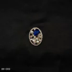 BR-069 - Saree Glam Floral Elegance Blue Crystal Vintage Oval Fashion Brooch with Pearls & Zircons