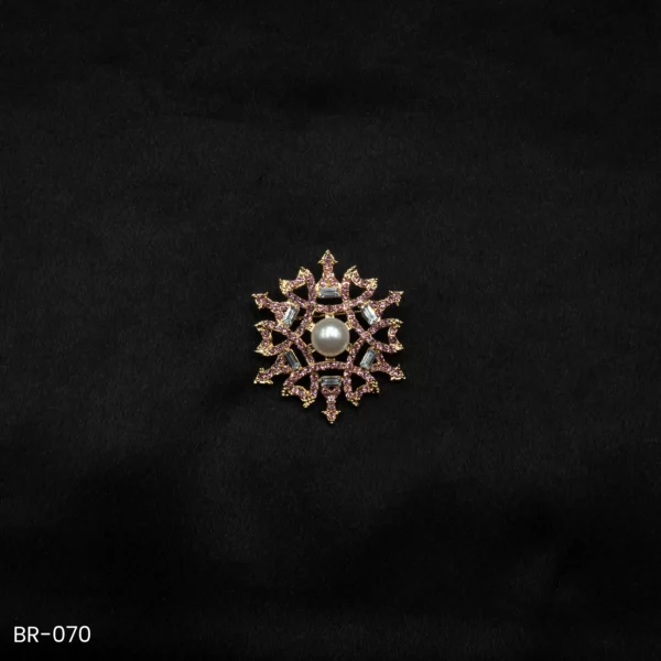 BR-070 - Starburst Designer Brooch – Pink Crystal Saree Pin