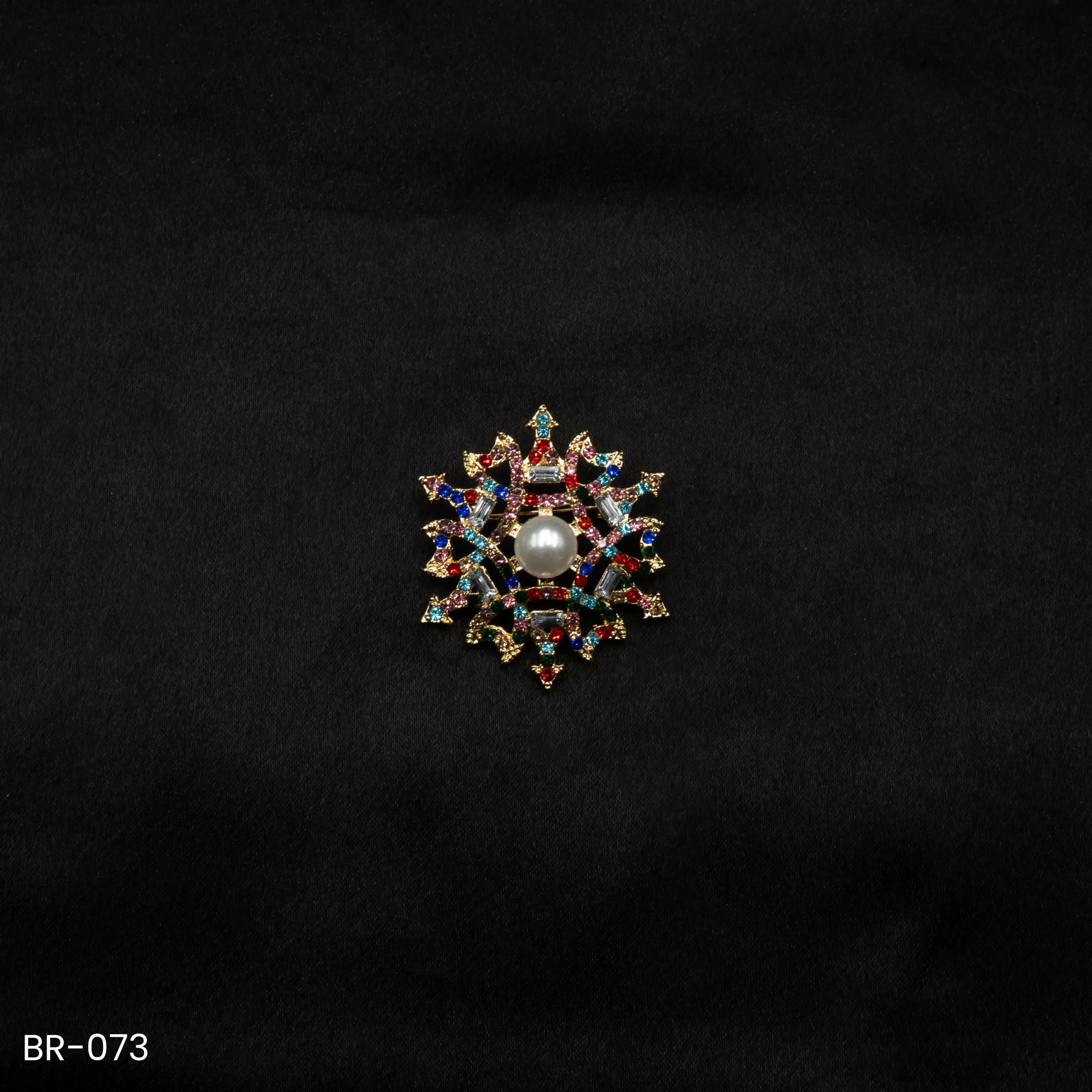 BR-073 - Starburst Designer Brooch – Mulitcolor Crystal Saree Pin BR-073 - Starburst Designer Brooch – Mulitcolor Crystal Saree Pin