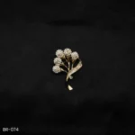 BR-074 - Elegant Tree of Life Brooch – Golden Saree Pin with White Crystals