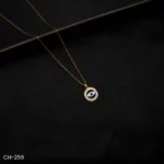 CH-259 - Stylish and Protective Gold Plated Evil Eye Pendant Chain Necklace with Sparkling American Diamonds