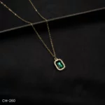 CH-260 - Classy & Glamorous Emerald Green & Zircon Minimalist Pendant Necklace