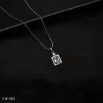 CH-263 - Everyday Sparkle White Gold Plated American Diamond Pendant Chain Necklace