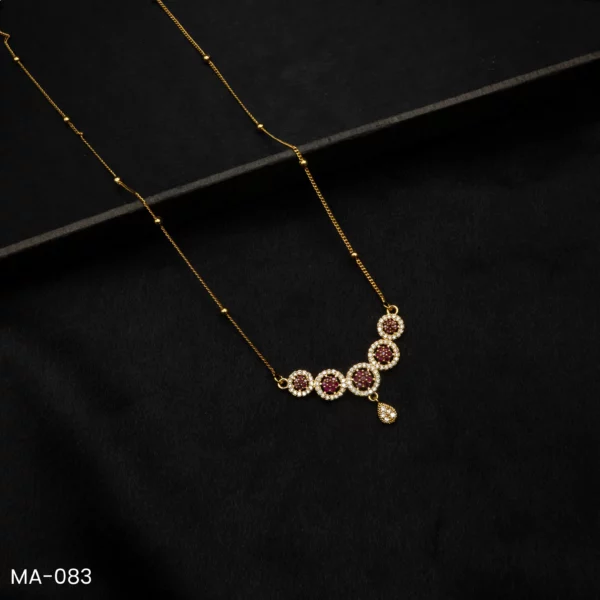 MA-083 - Elegant Mangalsutra with Ruby & American Diamond Stone Cluster Design