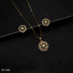 PS-245 - Timeless Beauty Floral Motif Pendant Set with American Diamonds Detailing