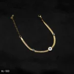 BL-183 - Trendy Protection Gold Plated Chain Bracelet with Evil Eye Charms