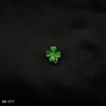 BR-077 - Four-Leaf Green Clover Brooch Gold-Toned Saree Pin For Women