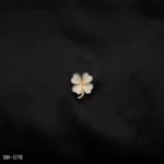 BR-078 - Four-Leaf White Clover Brooch Gold-Toned Saree Pin For Women
