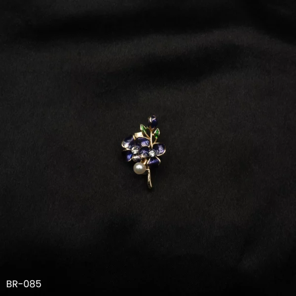 BR-085 - Floral Pearl Brooch with Enamel Petals – Colorful & Feminine Saree Accessory