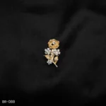 BR-088 - Elegant Rose Flower Brooch Gold Finish Vintage Look Saree Pin