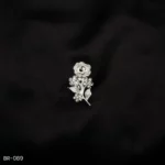BR-089 - Elegant Rose Flower Brooch Silver Finish Vintage Look Saree Pin