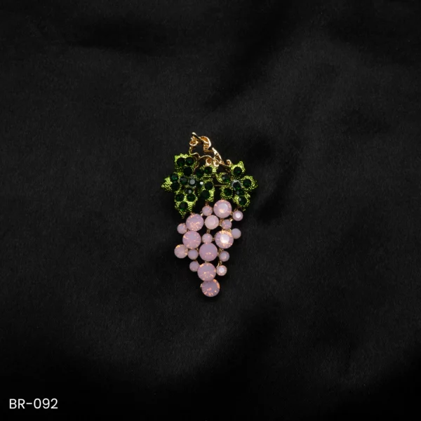 BR-092 - Grape Cluster Brooch with Crystals – Cute & Quirky Look for Sarees & Coats