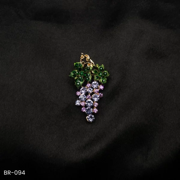 BR-094 - Grape Cluster Brooch with Crystals – Cute & Quirky Look for Sarees & Coats