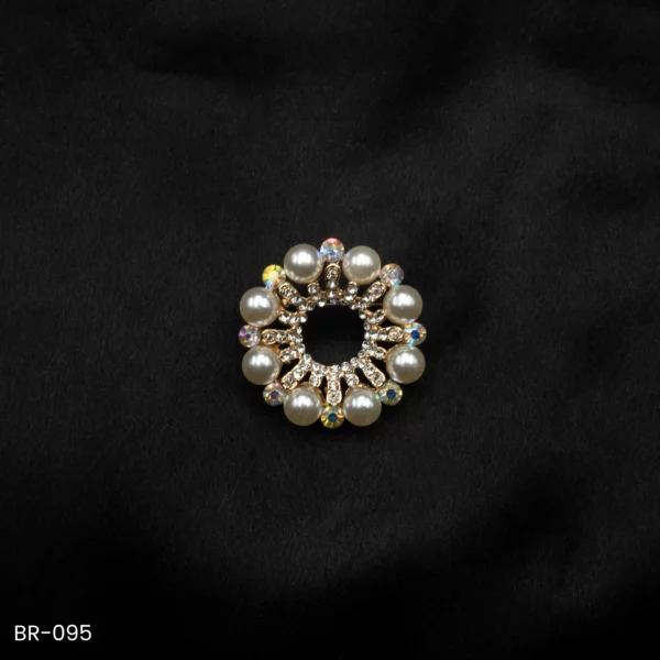 BR-095 - Zircon Ring Fashion Brooch – Radiant Pearl Saree Pin for Party & Formal Looks