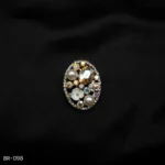 BR-098 - Saree Glam Floral Elegance Orange Crystal Vintage Oval Fashion Brooch with Pearls