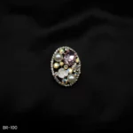 BR-100 - Saree Glam Floral Elegance Purple Crystal Vintage Oval Fashion Brooch with Pearls