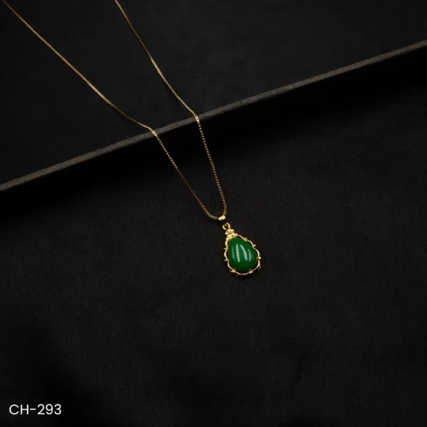 CH-293 - Simple & Chic Green Drop Chain Necklace