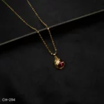 CH-294 - Stylish Contemporary Gold Plated Bold Red Stone Dragon Necklace