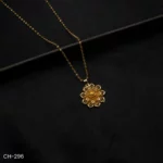 CH-296 - Designer Mandala Inspired Lotus Style Gold Plated Chain Necklace
