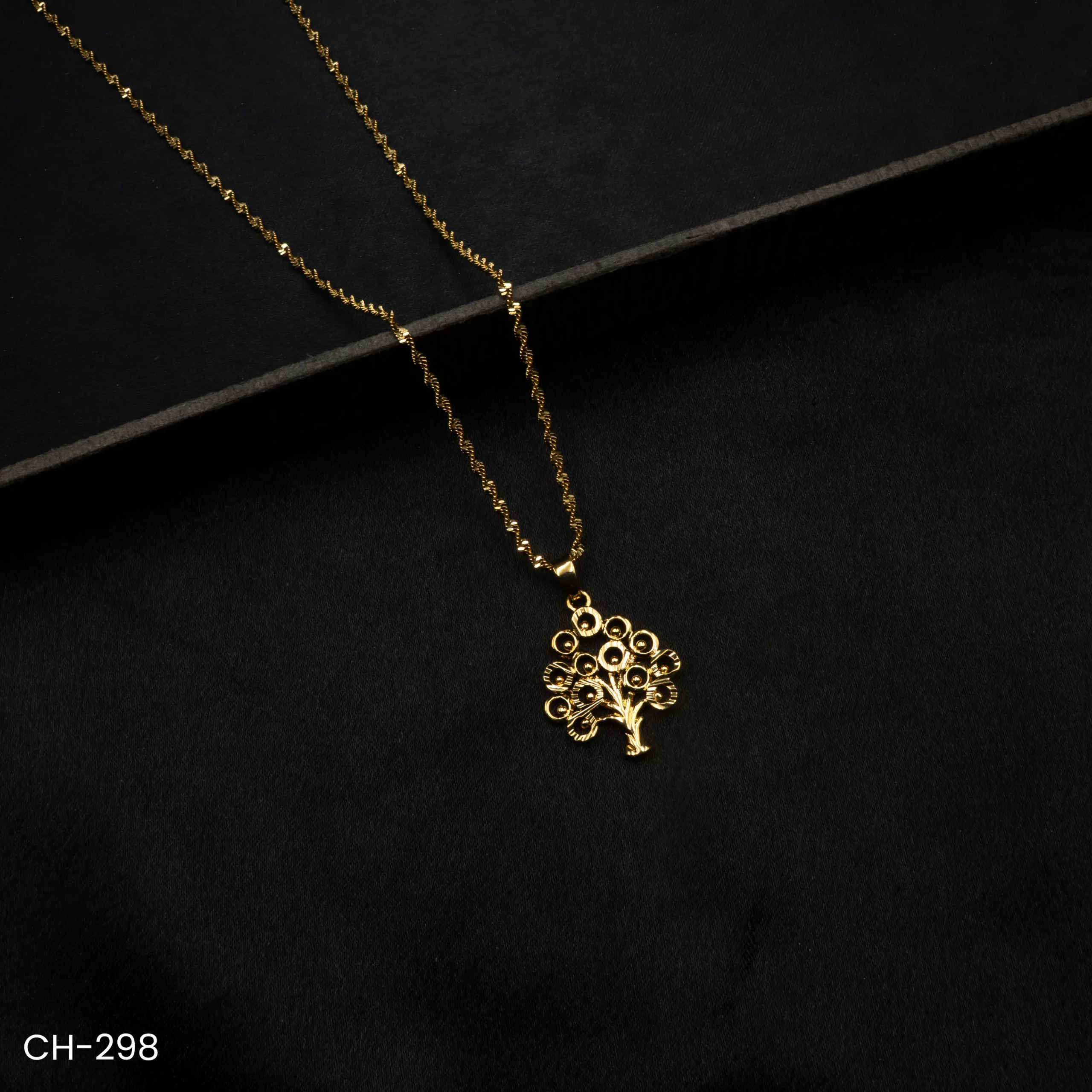 CH-298 - Nature Inspired Gold Plated Tree of Life Pendant Necklace CH-298 - Nature Inspired Gold Plated Tree of Life Pendant Necklace