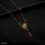 CH-309 - Traditional & Trendy Green Accents Golden Bloom Necklace